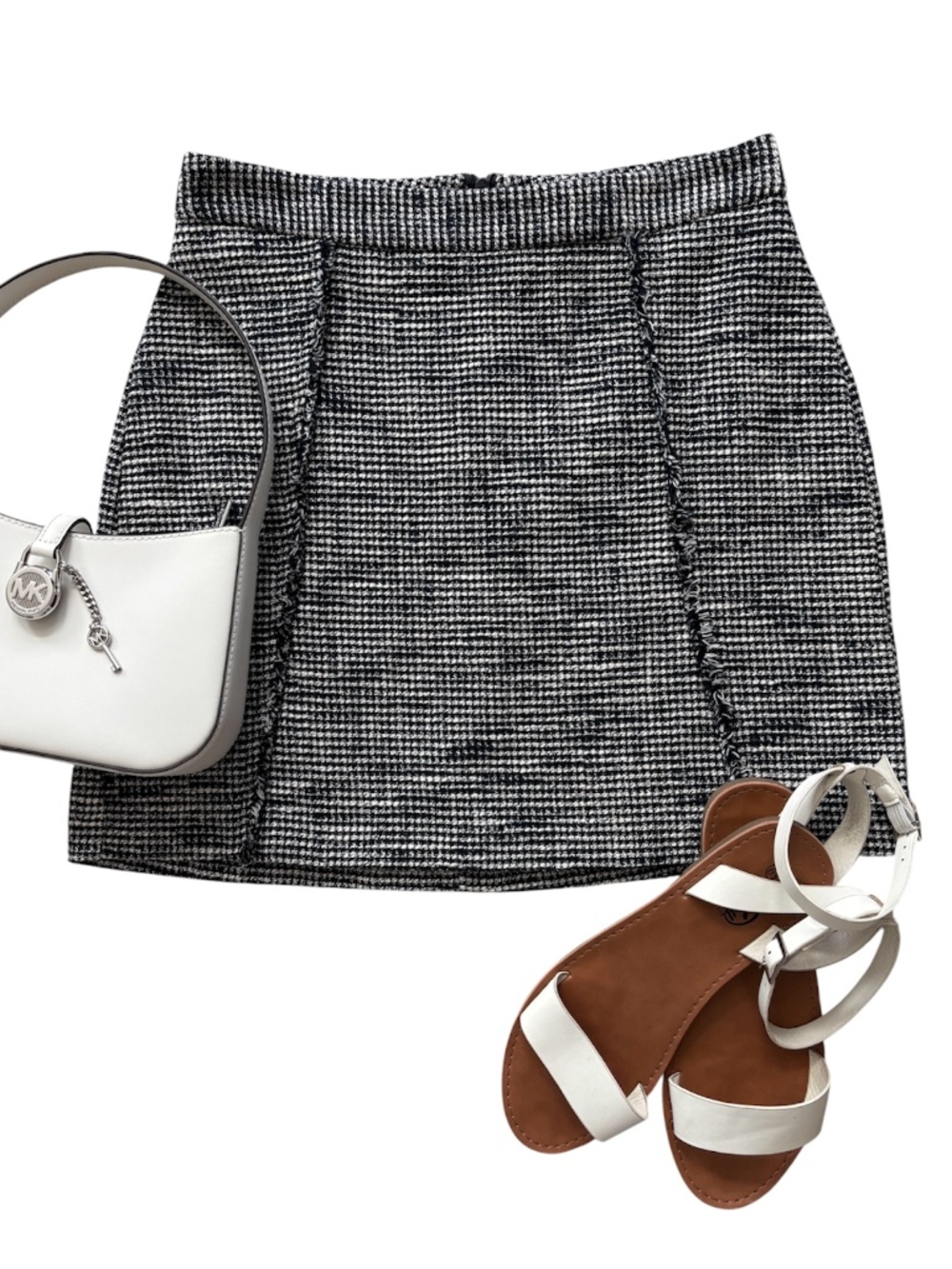 READY Zara Tweed Mini Skirt - Blue & White Size S